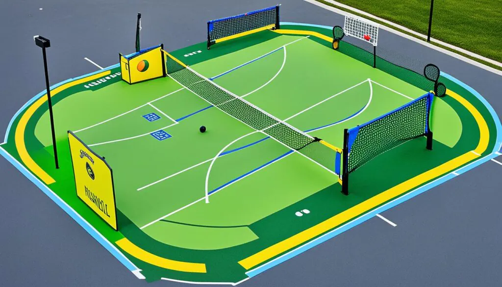 Miniature pickleball court design